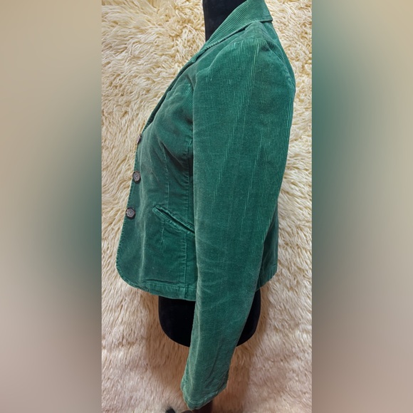American Eagle Green Corduroy Blazer Jacket Women’s Small Fitted Preppy Academia - Picture 4 of 6